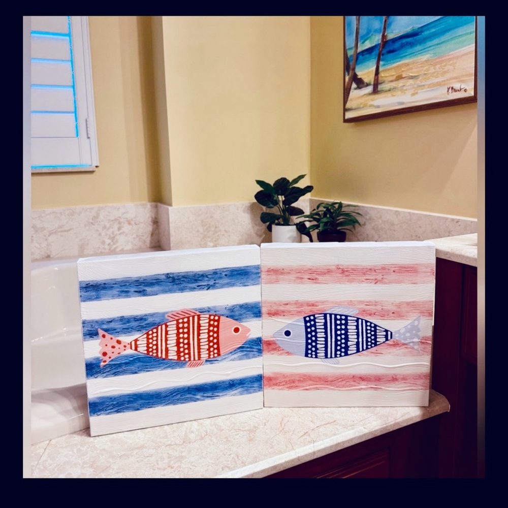 SALE 🏝️Striped Fish Canvas Art Set